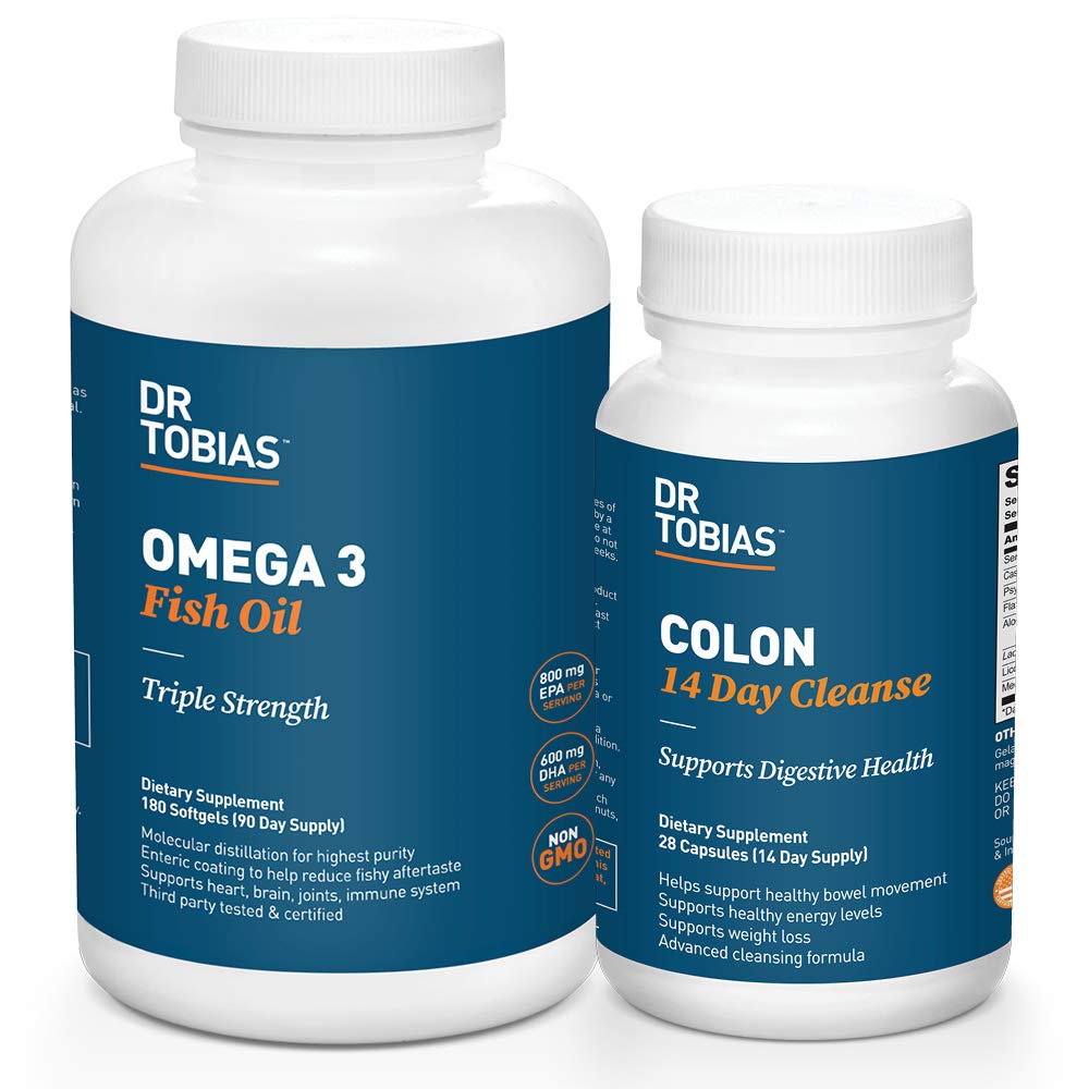 Dr. Tobias Omega 3 Fish Oil a Colon 14 Day Cleanse pro zlepšení trávení a celkové zdraví