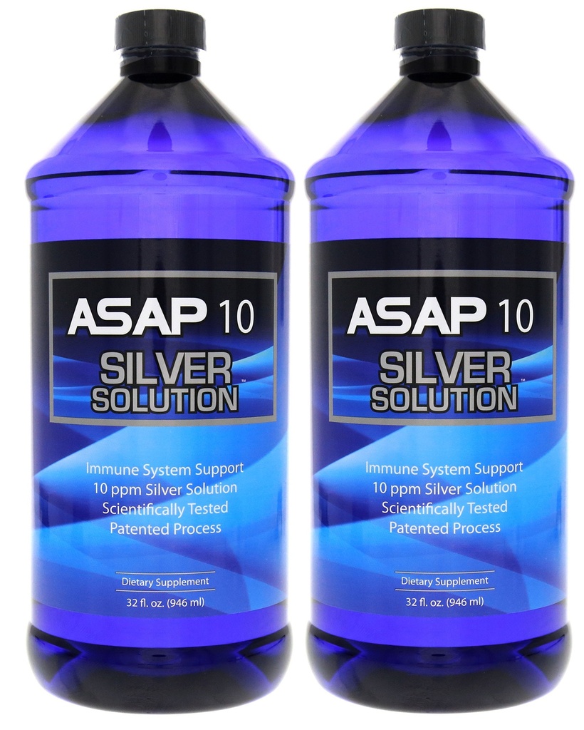 American Biotech Labs ASAP 10 PPM Silver Sol Imunitary System Support CLAS124; 2 Pack of 32 Oz Totalling 64 Oz