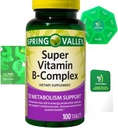 Super vitamín B-Complex 100 Tablety Dietní dodatek Bundle Exclusive Better Ligth & Spring Guide + Týdenní Pill Organizovat (3 položky)