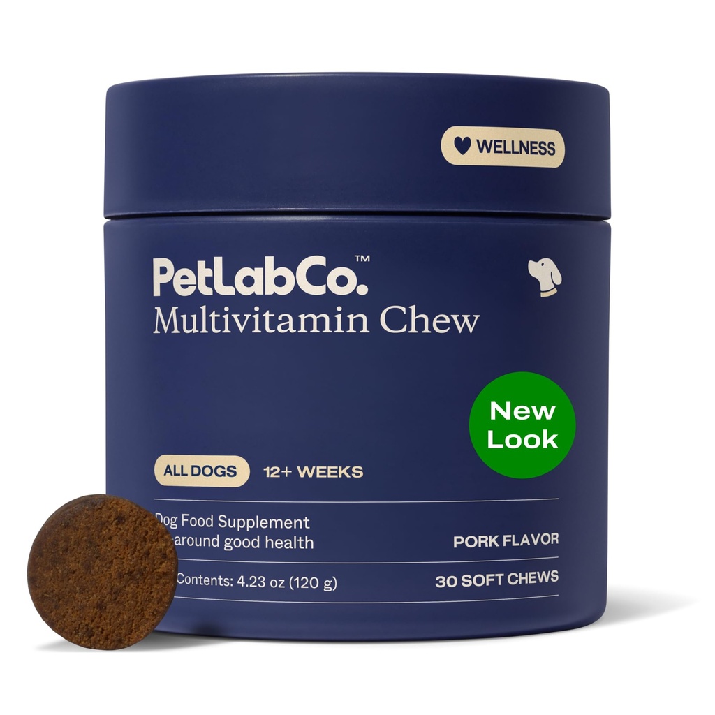 PetLab Co. 22 in 1 Dog Multivitamin - Support Dog 's Imunitary Response, Skin, Coat, Joints & Celkove zdraví - Vitamíny A, E, D, B12, Minerály, Antioxidanty - Žvýkací pork Flavor - Balení May Vars