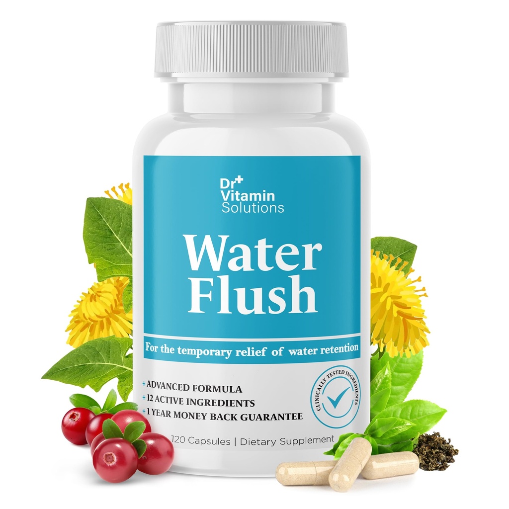 DR VITAMIN Solutions Diuretické vodní pilulky pro regulaci hmotnosti - Okamžitá úleva od Bloat a Otok - Zelený čaj, brusinky, Donelion Leaf Extract - zadržovací pilulky pro ženy a muže, 120 Caps