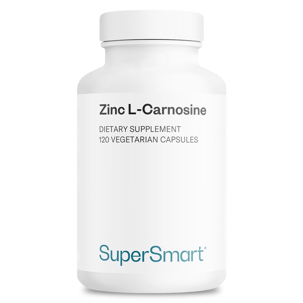 SuperSmart - Zinkový L- Carnosinus 75 mg denně (Well- Tolerated) - Zinek Carnosinus dodatek 124; Non- GMO & gluten zdarma - 120 Vegetariánské kapsle