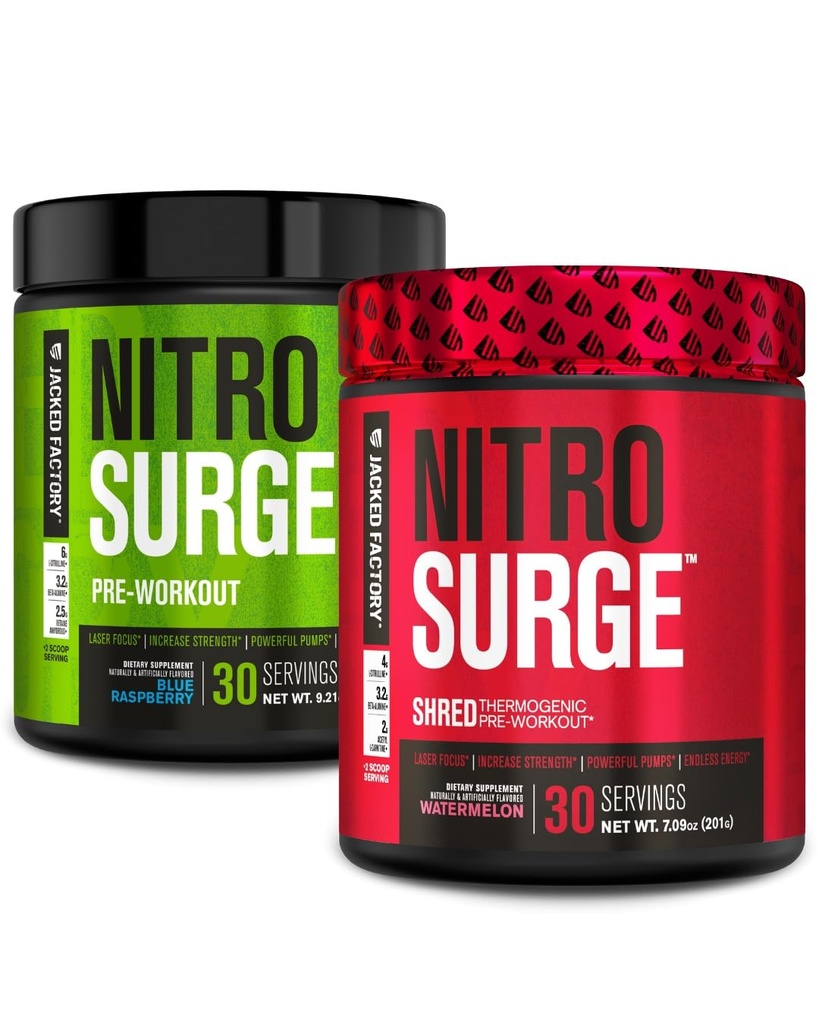 Jacked Factory Nitrofresh Pre- Cvičení v Blue Raspberry & Vodní meloun Nitrofresh Shred termogenní Pre- Cvičení pro muže a ženy