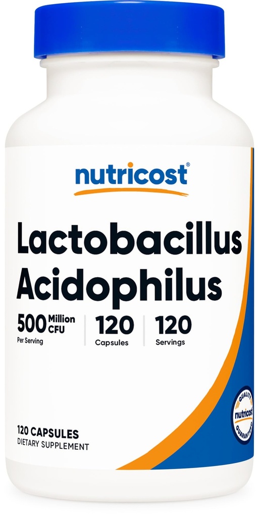Nutricost Lactobacillus Acidophilus 500 milionů CFU per Serving (120 tobolek)
