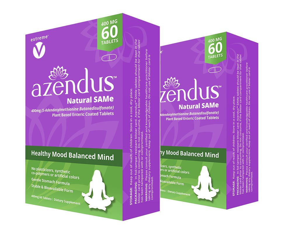 Azendus Mood 400mg 2- Boxy S- Adendosylmethioninu Butandisulfonátu (SAM- e) 120 Enteric Coated Tablet - Vegan, Gluten Free, Soy Free