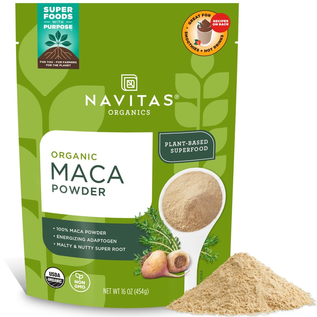 Navitas Organics Maca Powder - 100% Gelatinized peruánské Maca for Smoothies, Lattes, Baking & More - Energize & Balance - USDA Organic, Non GMO, Vegan, Gluten Free (16oz. Balení, 180 porcí, 2- balení)