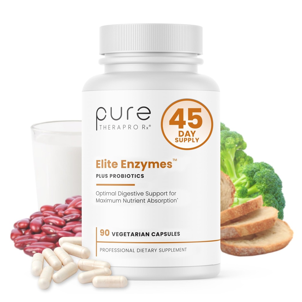Čisté terapeutické Rx Elite Enzymy Extra Síla Stravovací Enzymy Dodatek pro ženy a muže, 90 Vegan Kapsle