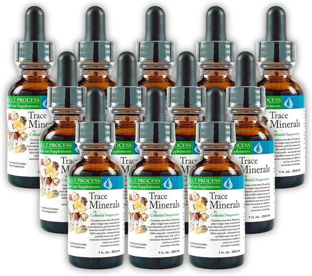 Morter Trace Minerals in Coloidal Suspension (12 Pack) Morter HealthSystem Best Process Alkalin - Nutrient Dense Trace Elements, Fulvic Minerals & Amino Acids