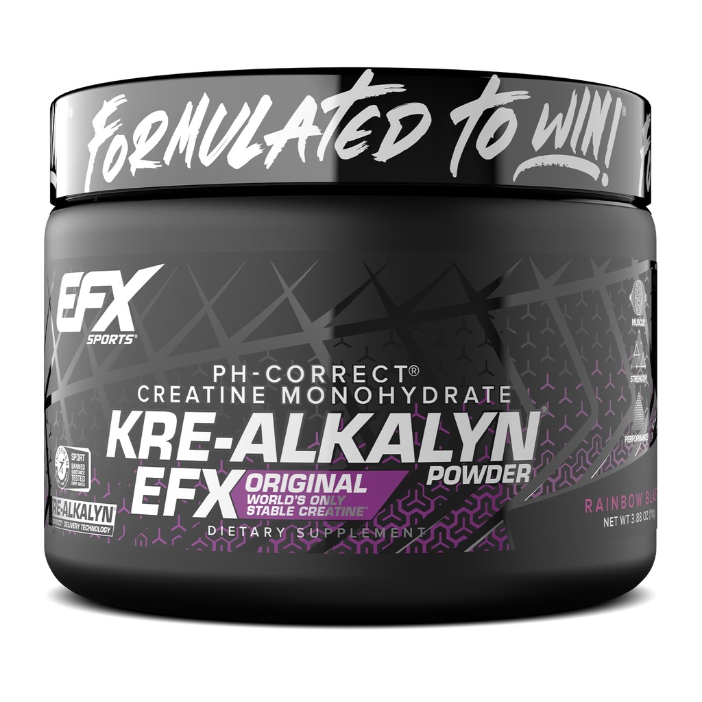 EFX Sports Kre-Alkalyn EFX Powder 124; pH korektní Creatin Monohydrát Prášek Dodatek 124; Síla, růst svalů a výkon 124; 55 Sloužení (Rainbow Blast)