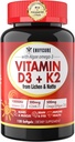 Plant- based vitamin D3 K2 doplněk Softgel - Vit D3 10000 Iu + Vitamin K2 Mk7 200 Mcg, Řasy Omega33, hořčík, Vitamin B12 pro kosti a svaly, imunitní podpora, Max Absorpce, Snadno spolknout 1pack