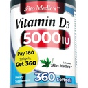 FITO MEDIC 's Lab - Vitamin d - 5000 IU - Vitamin d3-360 Softgels - Vitamin d3 5000 iu - pro podporu kostí, zubů, svalů a imunitního zdraví, Ultra vysoká absorpce, vitamin d3.