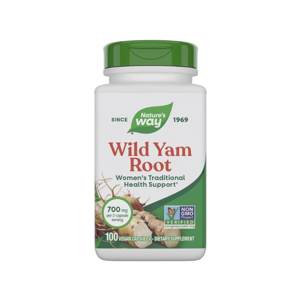 Nature 's Way Wild Yam Root Capsules, Women' s Traditional Health Support *, 700 mg / 2-Capsule Serving, Non- GMO Project Ověřeno, 100 Vegan Capsules (Balení květen Vary)
