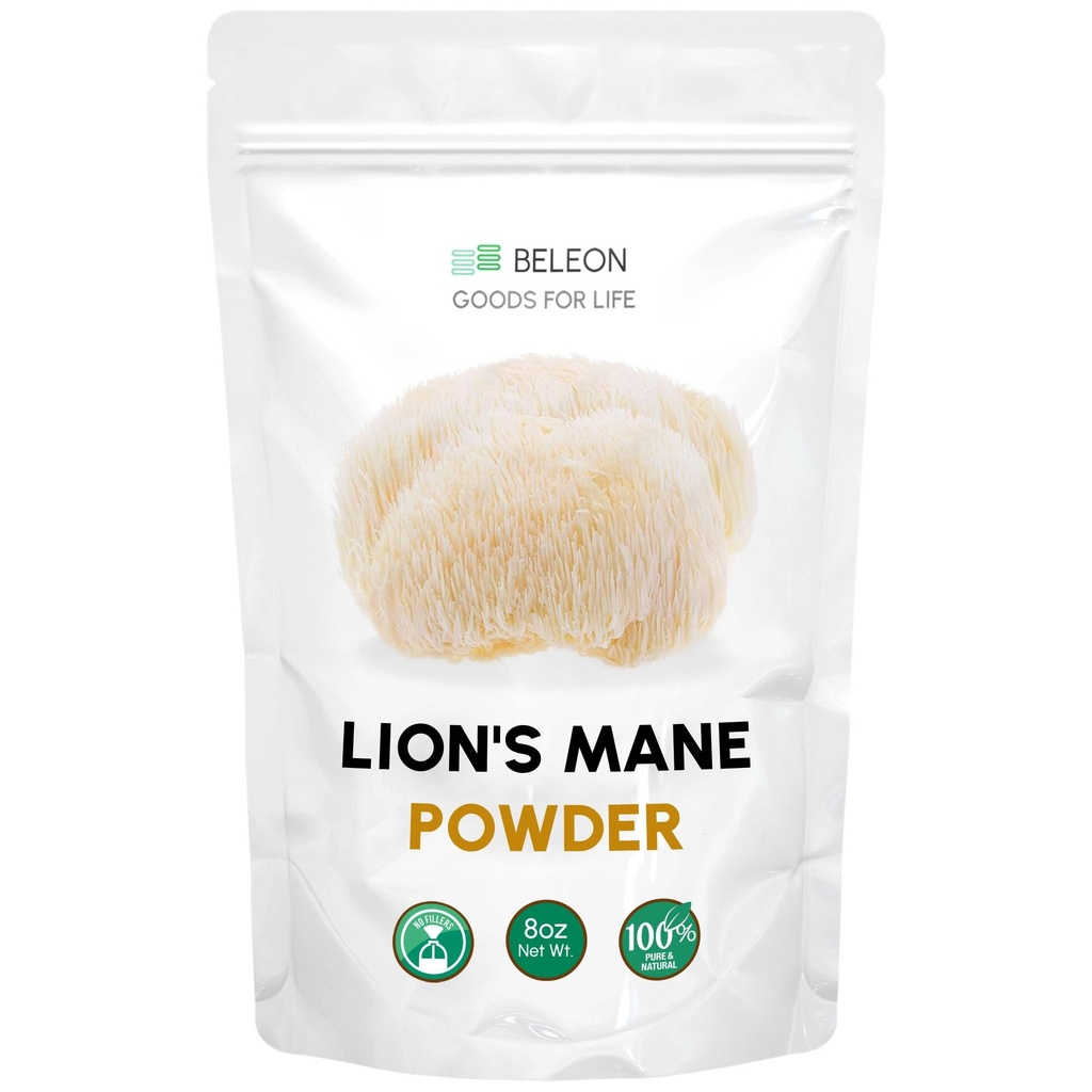 Lions Mane Powder 8 oz - Pure Lví hříva doplněk s antioxidanty, Vegan Powder