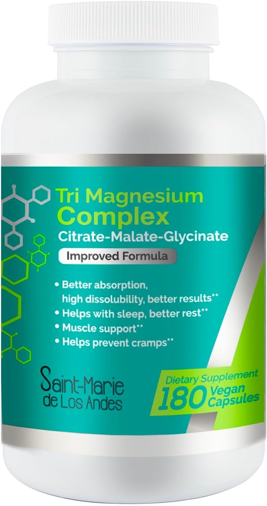 Tri- Magnesium Complex - 180 Kapsle (90 dní dodávky) - High potency Magnesium dodatek od Saint- Marie de Los Andes