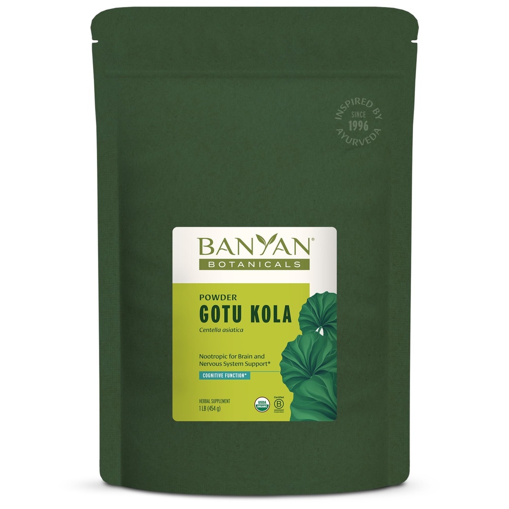 Banyan Botanicals Gotu Kola Powder - Organic Brahmi (Centella Asiatica) - Calming Nootropic Herb for Nervous System Support & Health Skin * - 1 LB. - Non- GMO Udržitelně Sourced Vegan