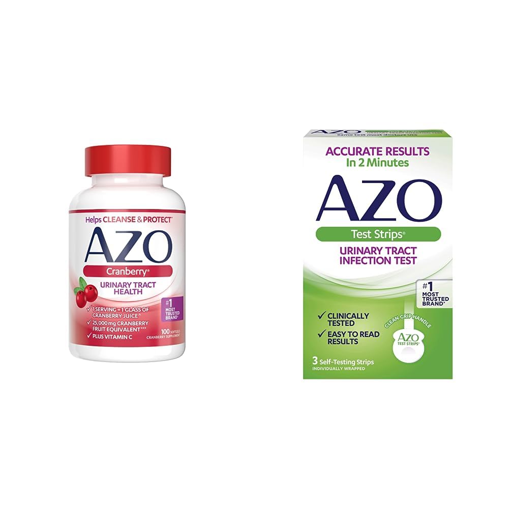AZO Cranberry Trakt Zdraví doplněk & Močové Tract Infekce (UTI) Testovací proužky, Přesné výsledky za 2 minuty, Klinicky Testováno, Snadno číst výsledky, 3 Počet