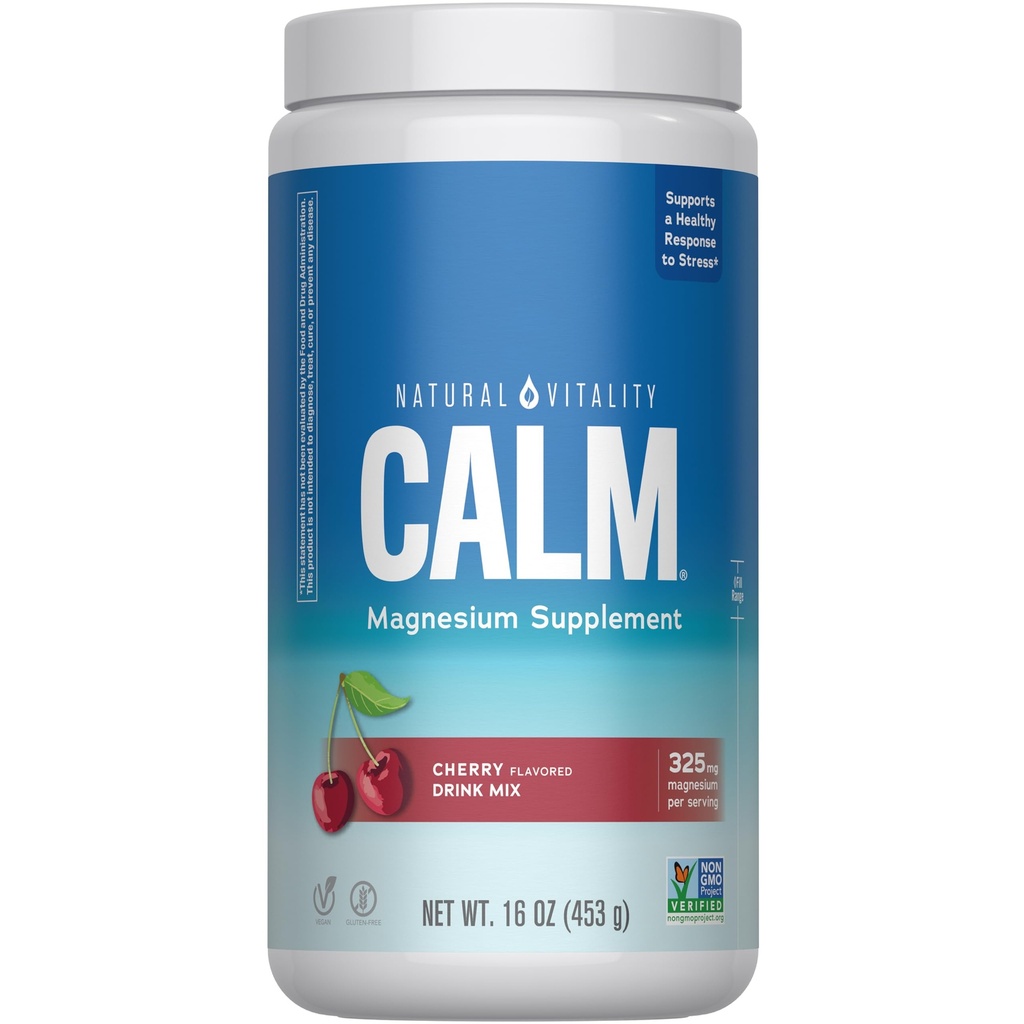 Natural Vitality klid, doplněk hořčíku, Anti- Stress Drink Mix Powder, gluten Free, Vegan, & Non- GMO, Cherry, 16 oz