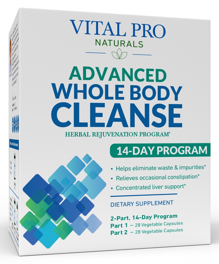 Vital Pro Naturals - Advanced All Body Clearse with Milk Thistle, Magnesium, Cape Aloe, and Herbs for Occasional Constolly and Health Elimination, 2- Part 14 Day Kit, 56 Kapsle