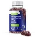 Viteey Ashwagandha Gummies s balzámem Ginseng & Lemon - Mood, Relax & Stress Support Ashwagandha doplňky - Vegan, gluten- Free - 60 Počet
