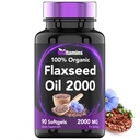 tnvitamins Organic Flaxseed Oil Softgels: 2000 mg - 90 Softgels current124; High in Omega33 Fatty Acids current124; Flaxseed Oil Supplement for Women & Men current124; Non- GMO