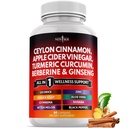 Ceylon Skořice, Kurkuma, jablečný ocet, ženšen, Aloe Vera, Berberine Plus Banaba, Ginger Root - 60 Počet