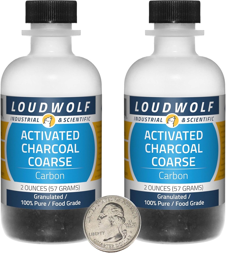 Activated Charcoal / 4 Ounces in 2 Bottles / 100% Clean Food Class / Granules