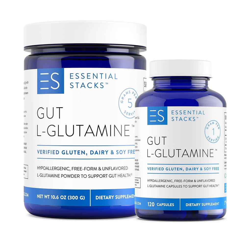Základní zásobníky L- glutamin domácí & Away Bundle - L glutamin prášek & kapsle