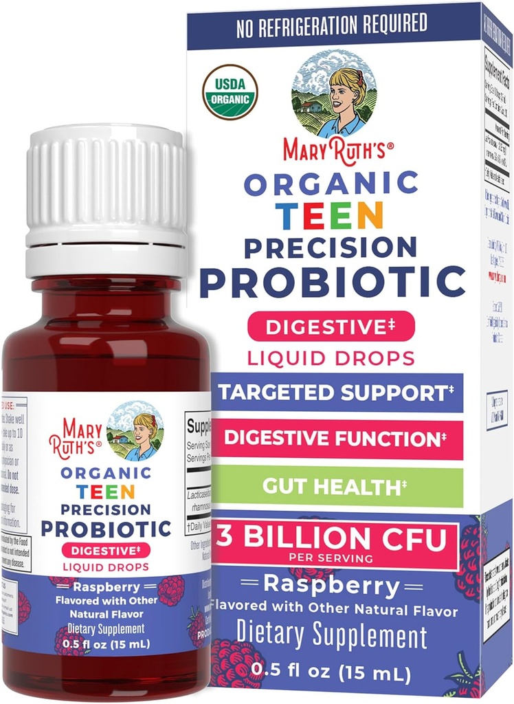 MaryRuth Organics USDA Organic Liquid Probiotic Drops for Teens CLAS124; Gut Health CLAS124; Digestive Health CLAS124; Occasional Digestive Discomform CLAS124; Celkově zdraví a wellness CLAS124; non GMO CLAS124; Vegan CLAS124; 30 Services