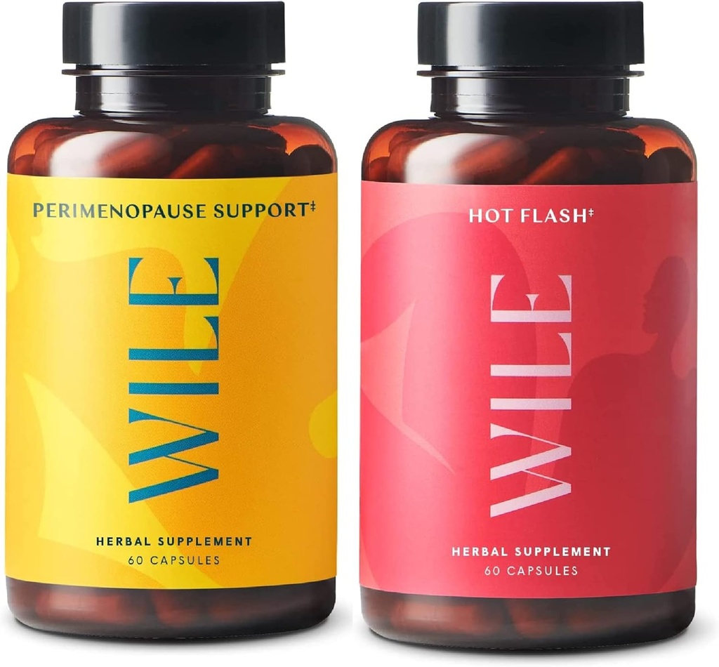 Wile Perimenopauza Podpora + Hot Flash doplňky, 2- Pack Menopauza Podpora pro ženy, (2) Láhve 60 kapslí Každý, 120 Celkem