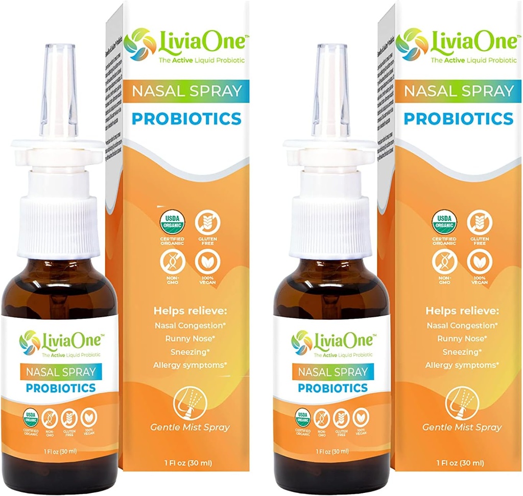 LiviaOne Nasal Spray, All- Natural Plant Based Probiotic Sinus Spray 1 Fl Oz (Balení po 2)