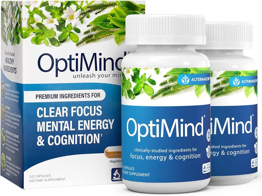 Optimind Bacopa Monnieri Mozek dodatek pro paměť a soustředění, Nootropics with Fosfatidylserine, Huperzin A, Non- GMO, Klinicky studované přísady, 64 Kapsle