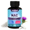 NAC dodatek, N-acetyl cystein Kapsle 800mg, N-acetyl dodatek s mléčným bodlákem 200mg, antioxidační podpora, Vegan, GMOs-free, NAC 90 Počet (balení po 1)