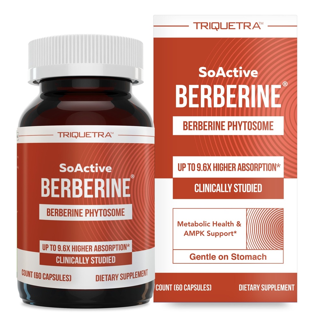 SoActive Berberine 550mg: 9.6X Vyšší Absorpce, Klinicky studoval, Optimalizovaný Phytosome PHAR124; Podporuje metabolismus & AMPK Activation PHARLIO124; Non- GMO, Soy- Free PHARLIO124; Klinicky validované dávkování 124; 60 Služeb
