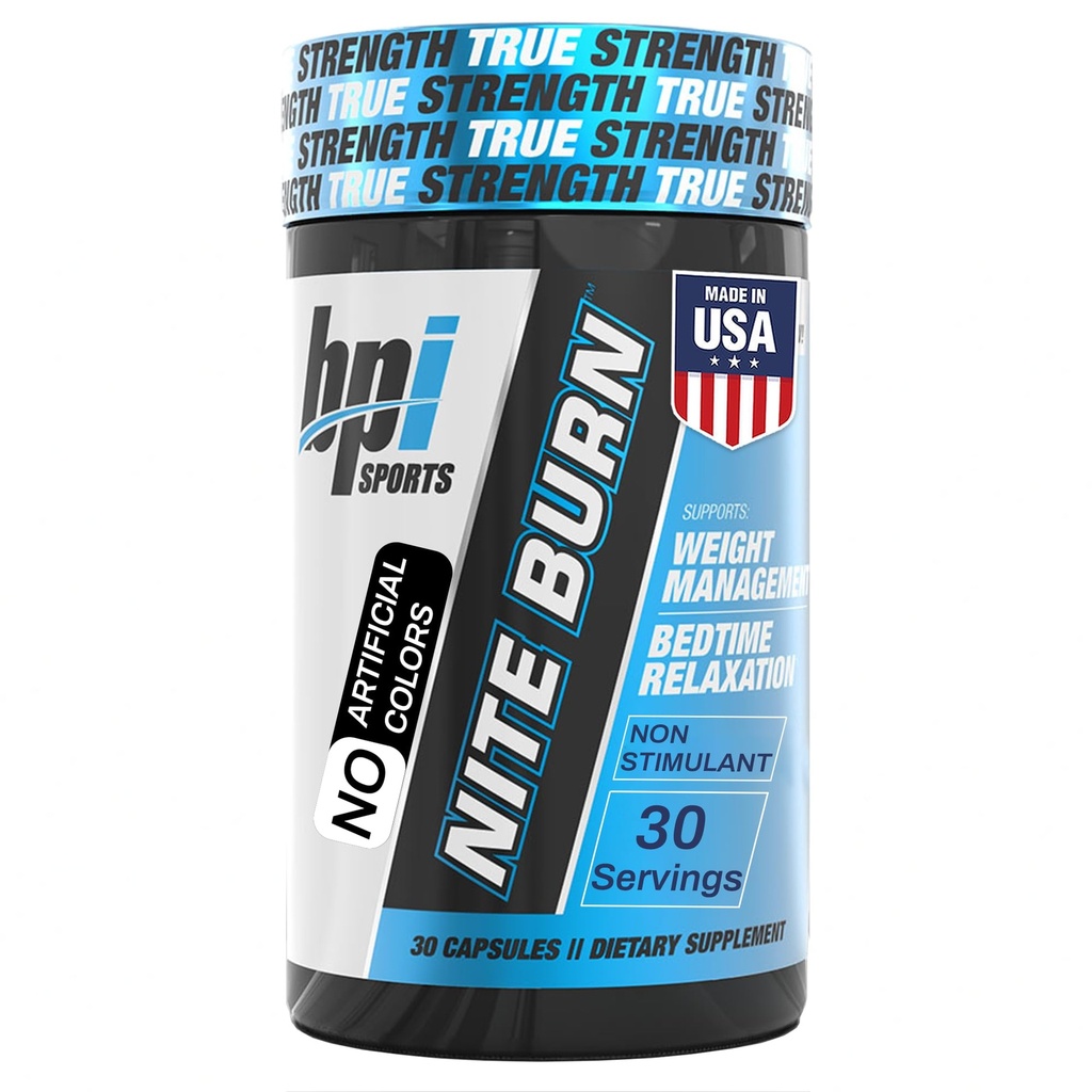 BPI Sports Nite burn - Nighttime Fat Burner & Sleep Support - Keto- Friendly - Weight Loss, Burn Fat, Relaxation, Boost Metabolismus - 30 porcí - 640mg