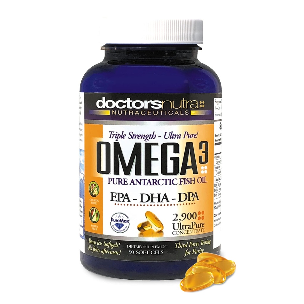Omega 3 DPA Fish Oil 2,900 Miligramů Triple Strength Ultra Pure Concentrated, EPA-DPA-DHA, SoftGels - 30 Služeb