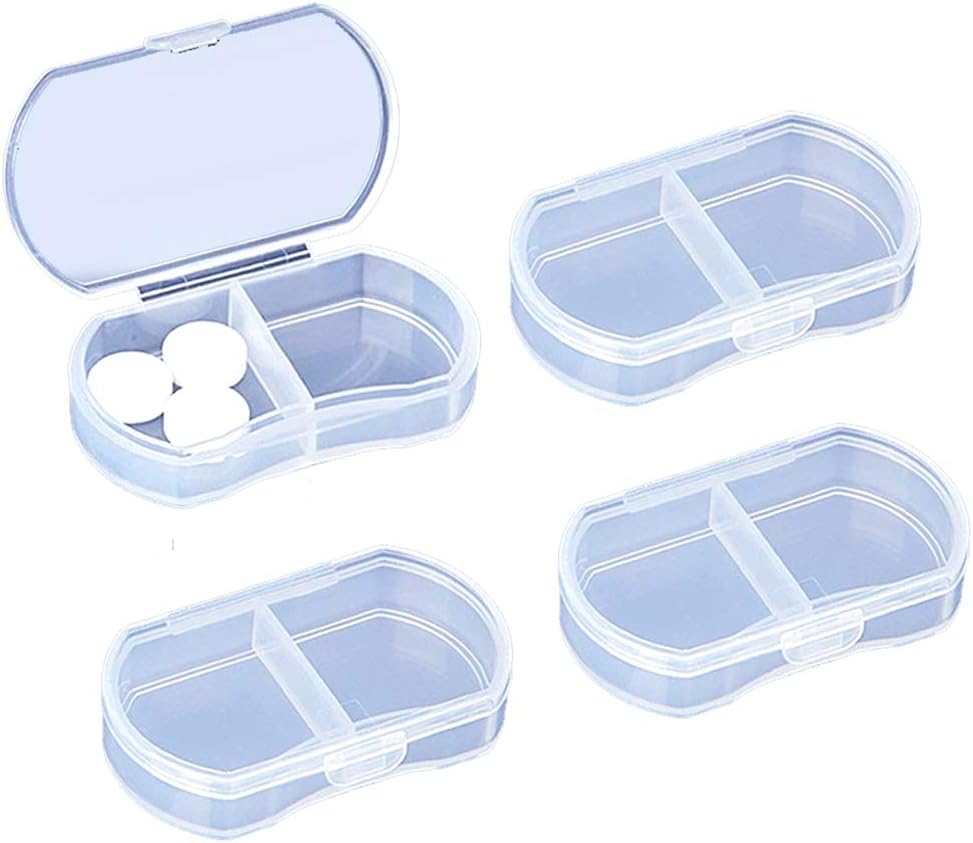 4PCS Pill Pouzdro pro malé Purse Pořadatel portable Travel Daily Pill Kontejnery AM & PM Mini Pill Box Vitamin, Rybí olej, Držák doplňků
