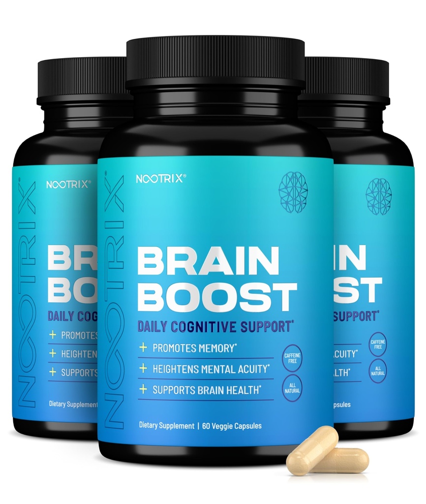 Nootrix Brain Boost Nootropní dodatek 124; Podporuje paměť, duševní soustředění, kognitivní zdraví & energie 124; Podporuje zdravé mood & funkce mozku 124; Ginkgo Biloba & DMAE 124; 180 Kapsle