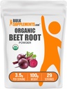 BulkSupplements.com Organic Beet Root Powder - Superfood Supplementary, Beet Root Supplementary - Vegan & gluten Free, 3.5g per Serving, 100g (3.5 oz) (balení po 1)