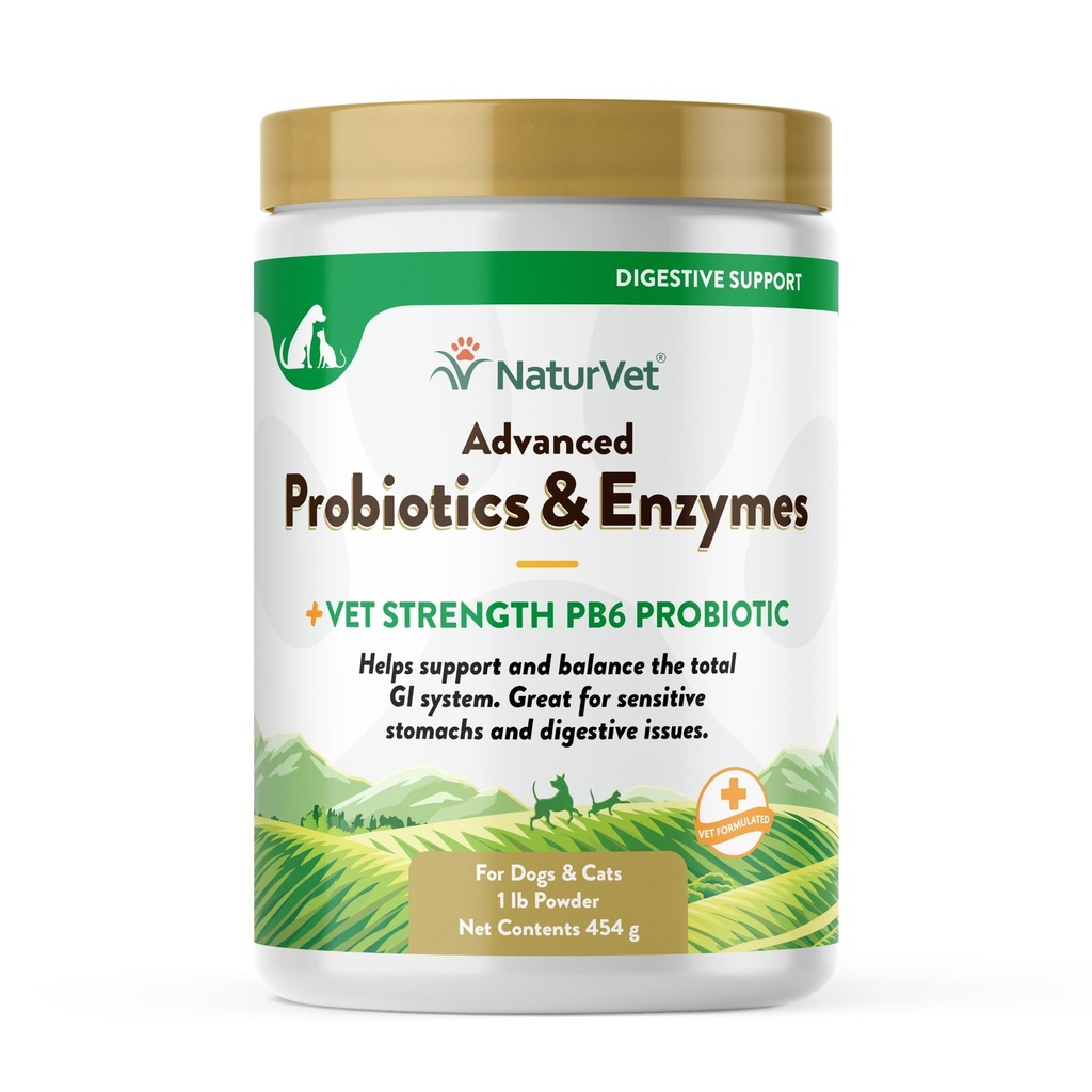NaturVet - Advanced Probiotika & Enzymy - Plus Vet Strength PB6 Probiotická PB6 124; Podpory a vyváženosti Domácí zvířata s citlivými Stomachy & Digestivní otázky 124; pro psy & kočky (1 LB)