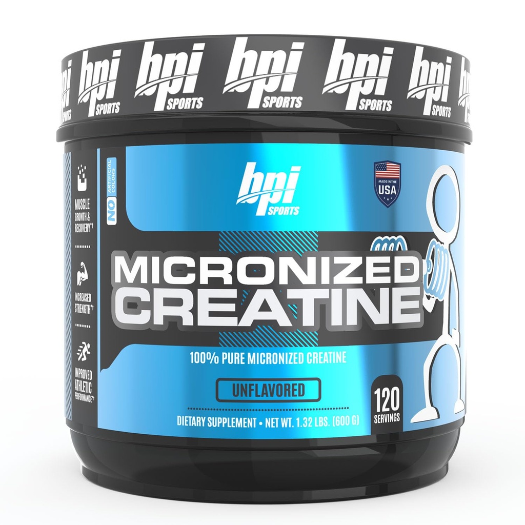 BPI Sports Micronized Creatin - Zvýšení síly - Snížení únavy - Lean Muscle Building - 100% Čisté Creatin - Lepší absorpce - Podporuje růst svalů - Neochucené - 120 Služeb - 21.16 Ounce