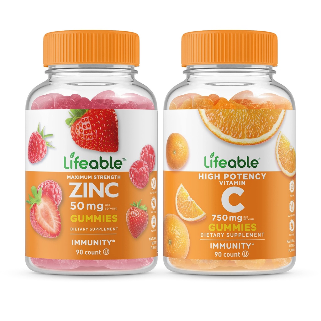 Živý zinek 50mg + vitamin C 750mg, Gummies Bundle - Great Ochutnávání, Vitamin dodatek, Lepek zdarma, GMO zdarma, Žvýkací žlab