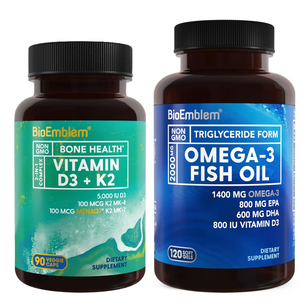BioEmlem Vitamin D3 K2 Omega-3 Fish Oil 2000mg