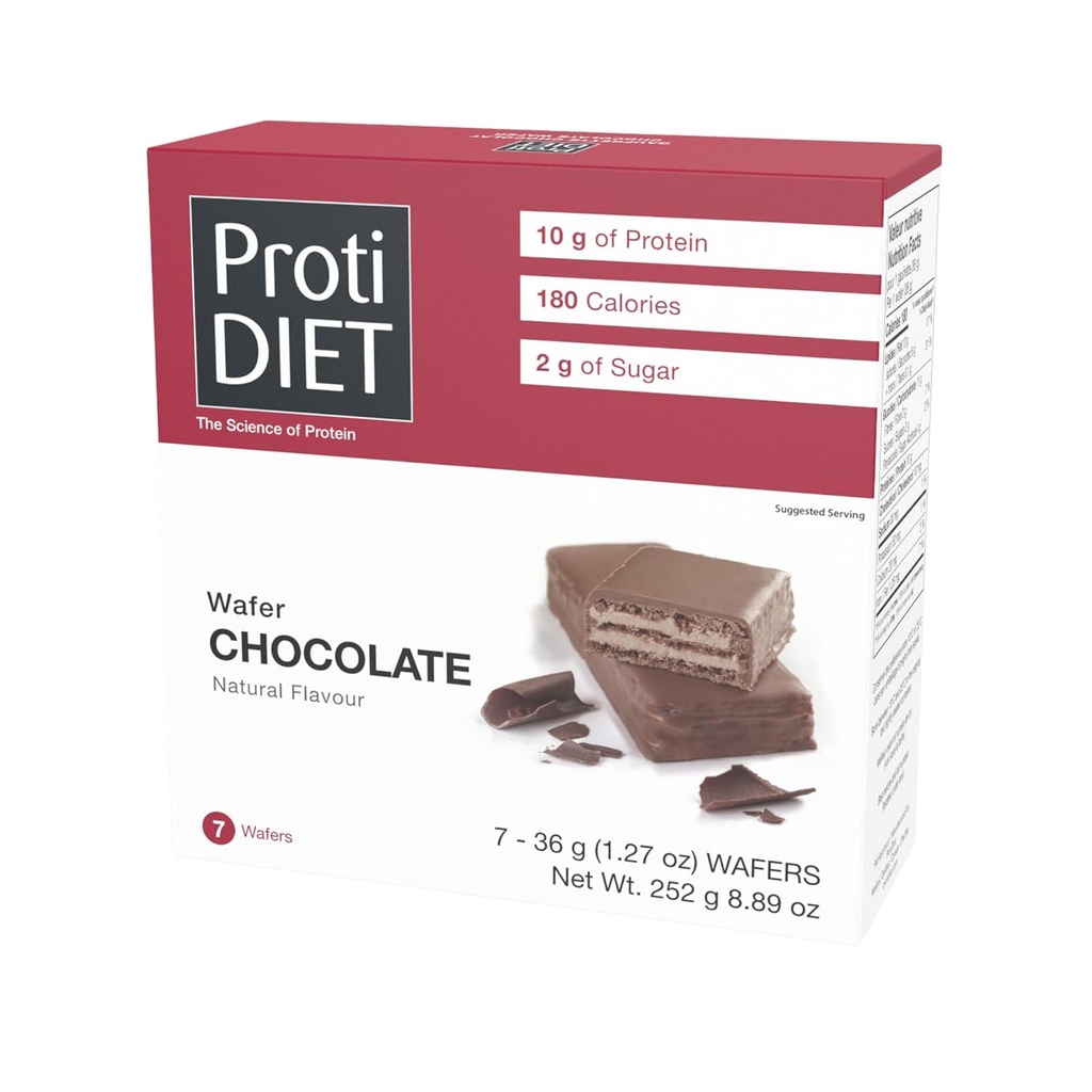 ProtiDIET Chocolate Protein Wafer Bary - High- Protein Nízký cukr Snacks, No Trans Fat Energizing Nutrient- Bohaté čokoládové wafers, Perfect On The Go Nutritional Snack - 7 protein Wafers Per Box