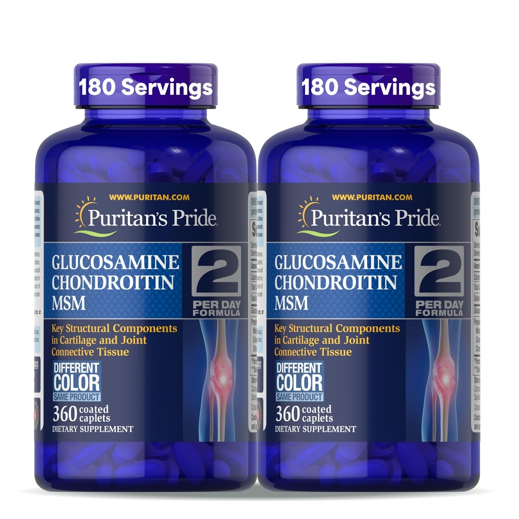 Puritan 's Pride Glucosamine Chondroitin MSM Dietní dodatek pro společné zdraví, 360 potažených kapslí