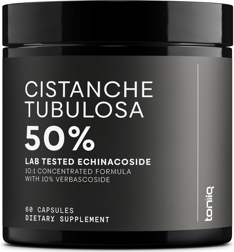 Cistanche Tubulosa Extract - Ultra vysoká potence 10: 1 Extrakt s 50% Echinacoside & 10% Verbascoside - Vysoce koncentrovaný - Third- Party Lab Tested - 60 Kapsle