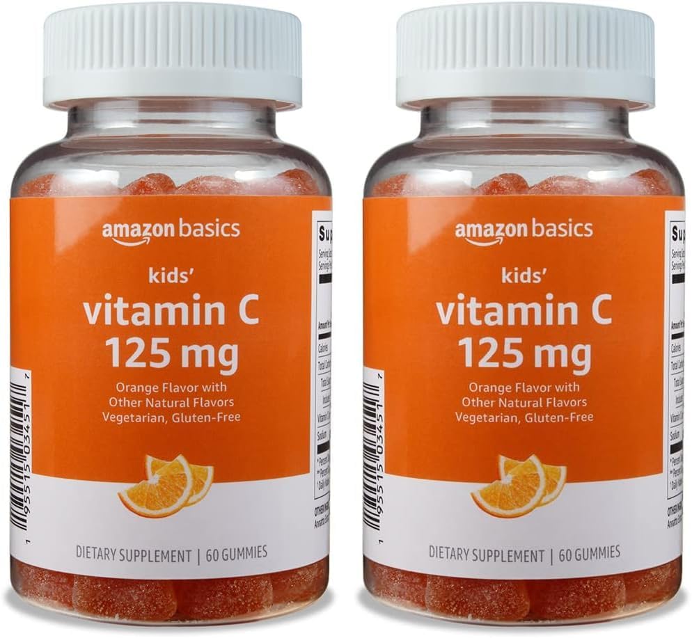 Základy Děti 'Vitamin C 125mg Gummies, Orange, 60 Počet, Imunitní zdraví, 2 měsíce Dodávka (dříve Solim) (Balení po 2)