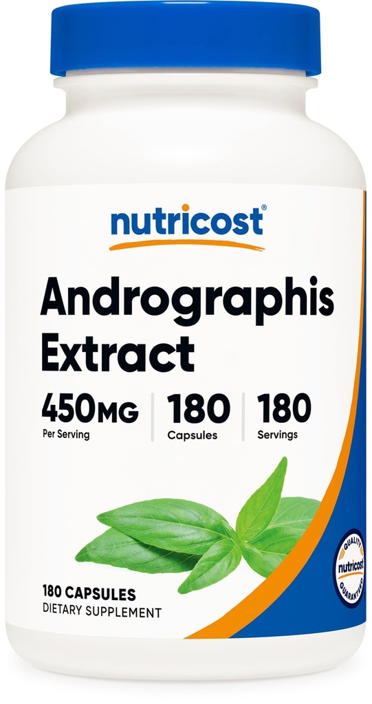 Nutricost Andrographis Extract 450mg, 180 Vegetariánských kapslí - Non- GMO & gluten zdarma