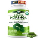 PURA VIDA MORINGA Kapsle Single Origin Moringa Powder Organic. Čistá Moringa Leaf. Energie, metabolismus, a imunitní podpora. 120ct. 500mg Caps.