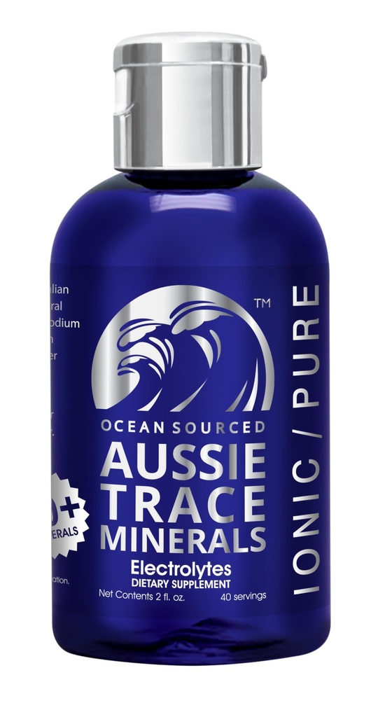 Aussie Trace Minerály - Bohatý hořčík, nízká sodná sůl, Kompletní elektrolytové kapky pro hydrataci, Energie & Recovery - 2oz / 60ml Tekutý dodatek - Vegan, Keto Friendly